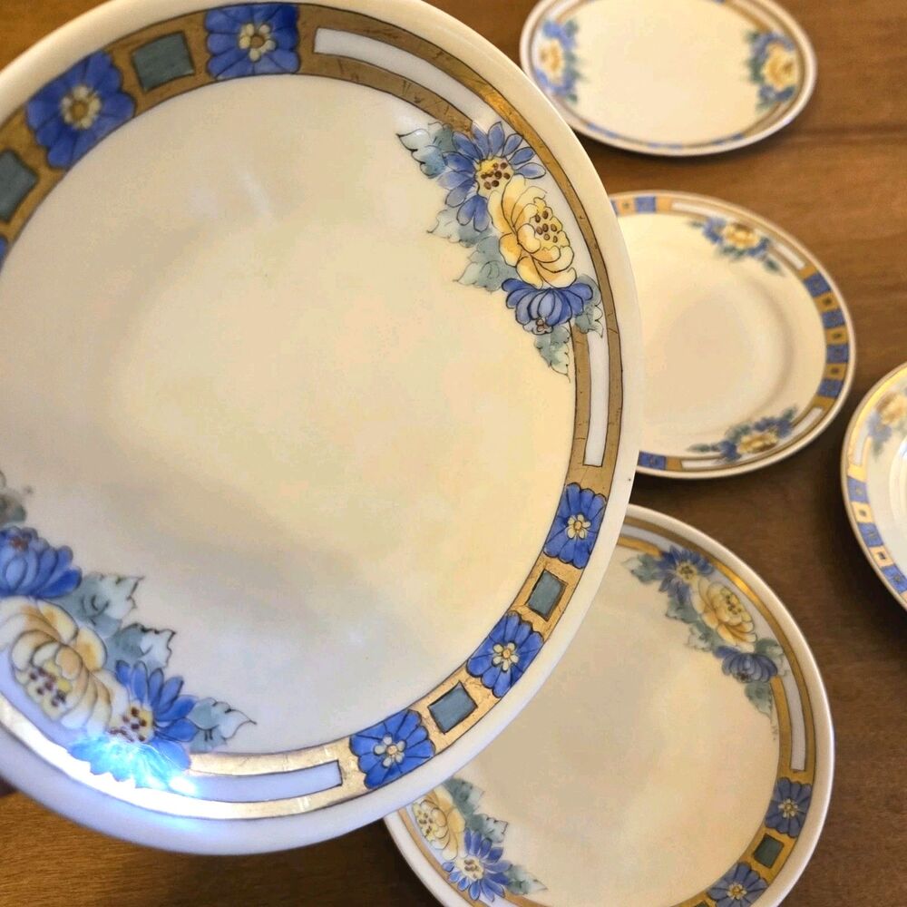 7 Antique Vtg Rosenthal Selb Bavaria Porcelain Floral Gold Gilt Dessert Plates